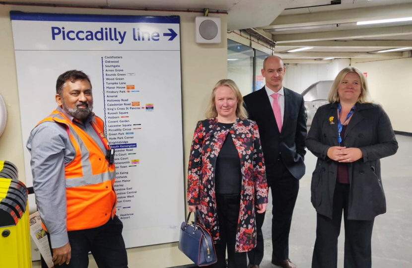 Felicity at the reopened Piccadilly Line