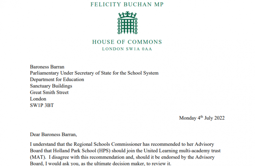 Felicity Buchan issues public statement on Holland Park School